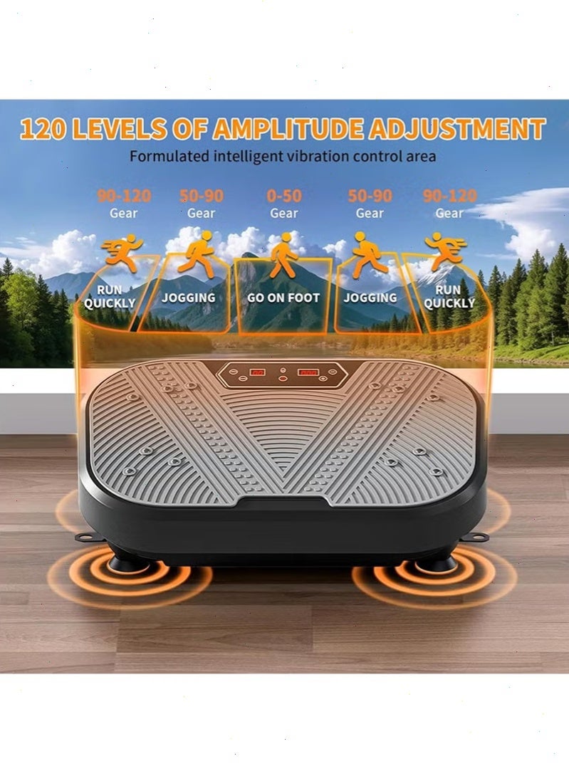 يواوليتي جهاز تمارين اللياقة البدنية بالاهتزاز لتصريف اللمف، جهاز تمارين اهتزاز لكامل الجسم مع حامل اهتزاز مزود بشريطين مقاومين، حمولة قصوى 330 رطلاً للاستخدام المنزلي - Image 5